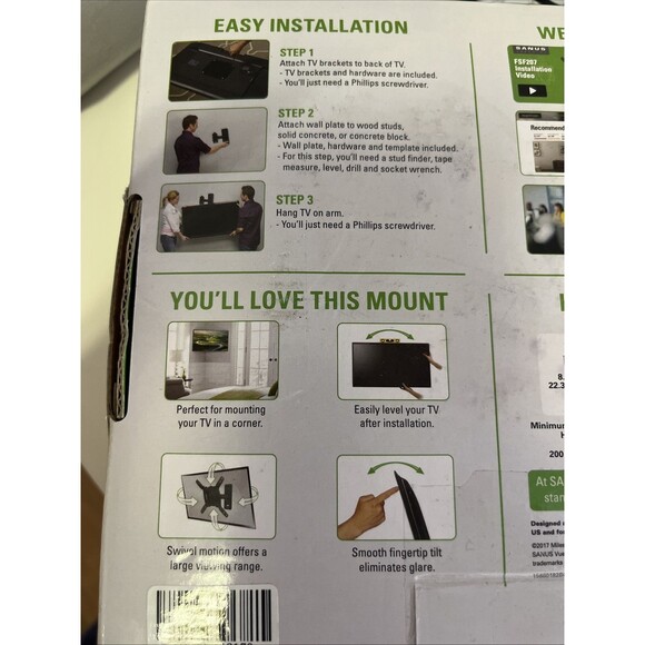 TV Wall Mount Fits 13-32 inch TV Up To 25lbs Sanus Vuepoint FSF207 Full Motion - Picture 3 of 11